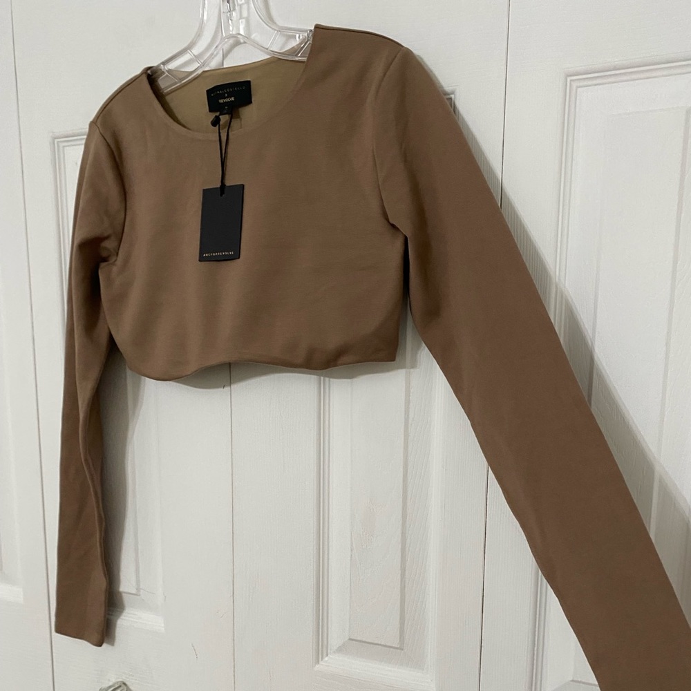 NWT MICHEAL COSTELLO X REVOLVE Ellis Taupe Cropped Top M - Picture 4 of 12